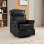 Fauteuil inclinable à bascule manuel en cuir véritable avec base pivotante métallique à 360 degrés