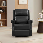 Fauteuil inclinable à bascule manuel en cuir véritable avec base pivotante métallique à 360 degrés