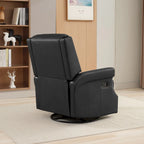 Fauteuil inclinable à bascule manuel en cuir véritable avec base pivotante métallique à 360 degrés