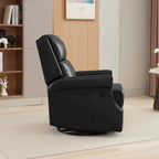 Fauteuil inclinable à bascule manuel en cuir véritable avec base pivotante métallique à 360 degrés