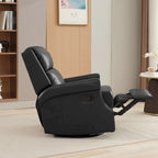 Fauteuil inclinable à bascule manuel en cuir véritable avec base pivotante métallique à 360 degrés