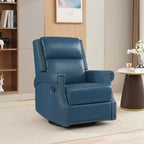 Fauteuil inclinable à bascule manuel en cuir véritable avec base pivotante métallique à 360 degrés