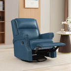 Fauteuil inclinable à bascule manuel en cuir véritable avec base pivotante métallique à 360 degrés