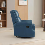 Fauteuil inclinable à bascule manuel en cuir véritable avec base pivotante métallique à 360 degrés