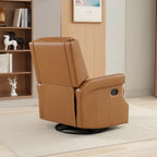 Fauteuil inclinable à bascule manuel en cuir véritable avec base pivotante métallique à 360 degrés