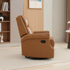 Fauteuil inclinable à bascule manuel en cuir véritable avec base pivotante métallique à 360 degrés