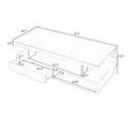 Table basse avec 2 tiroirs et étagères de présentation