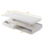Table basse avec 2 tiroirs et étagères de présentation