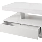 Table basse avec 2 tiroirs et étagères de présentation