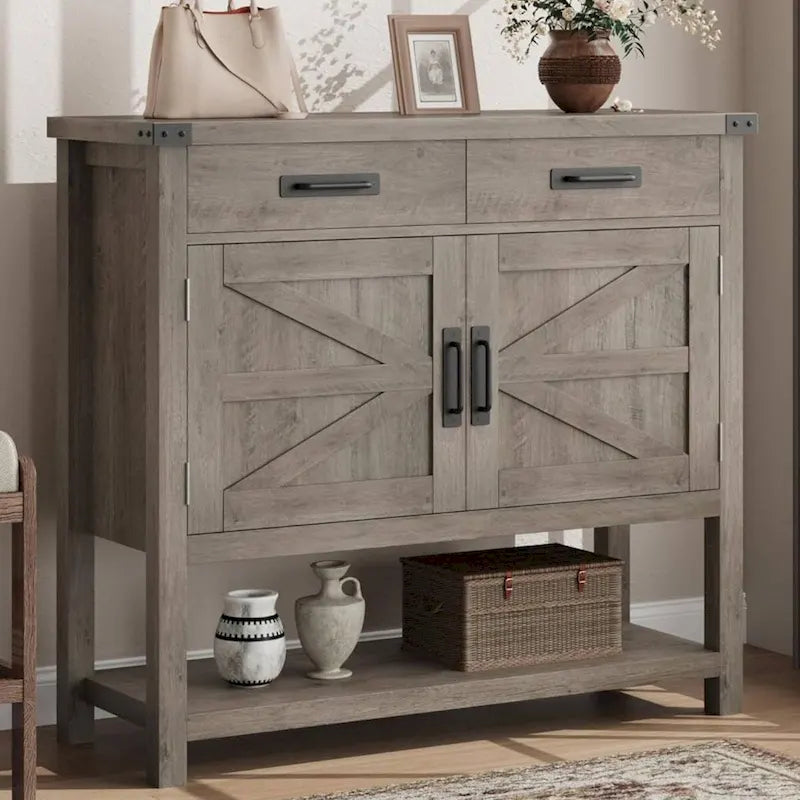 Console d'entrée de ferme avec armoire à 2 portes et 2 tiroirs