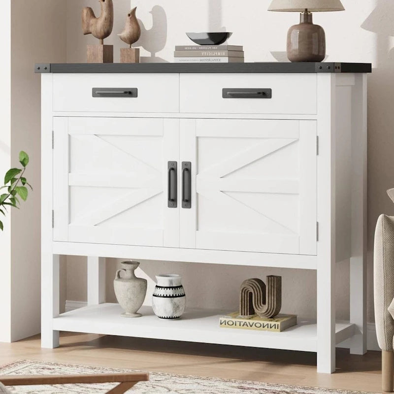 Console d'entrée de ferme avec armoire à 2 portes et 2 tiroirs