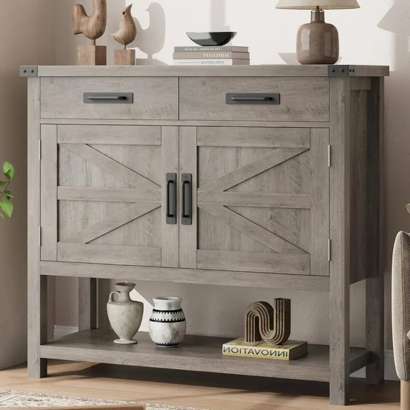 Console d'entrée de ferme avec armoire à 2 portes et 2 tiroirs