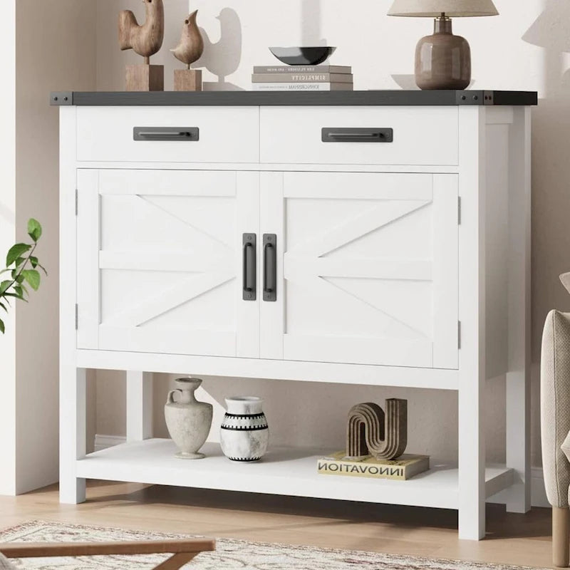 Console d'entrée de ferme avec armoire à 2 portes et 2 tiroirs