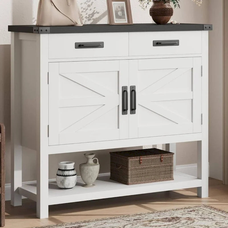 Console d'entrée de ferme avec armoire à 2 portes et 2 tiroirs