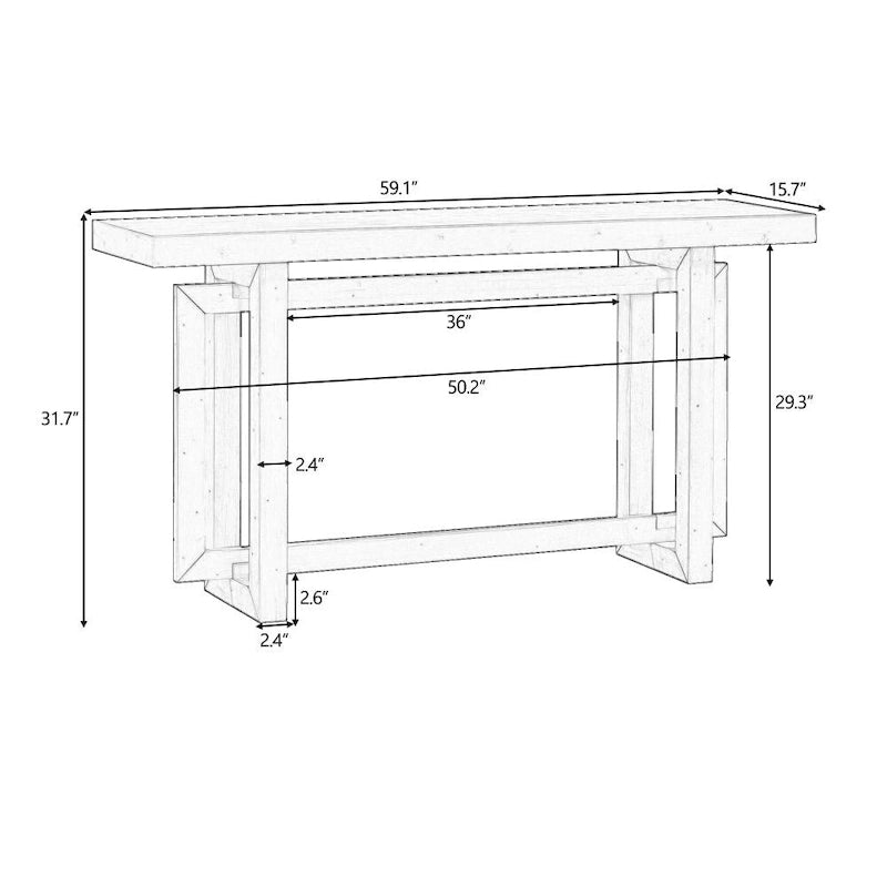 Console contemporaine avec plateau en bois et béton d'inspiration industrielle