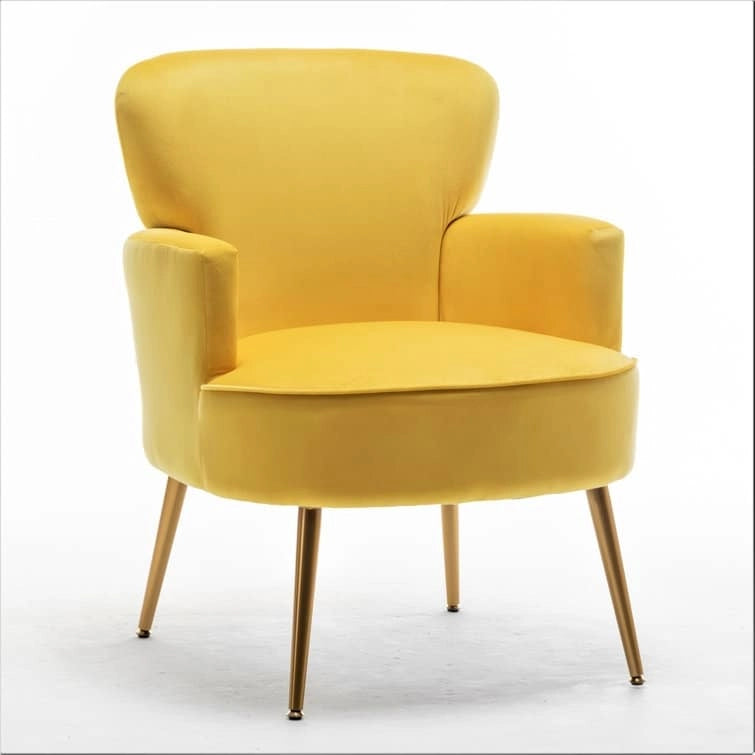 Fauteuil d'appoint tendance en velours US Pride Furniture avec pieds en métal doré