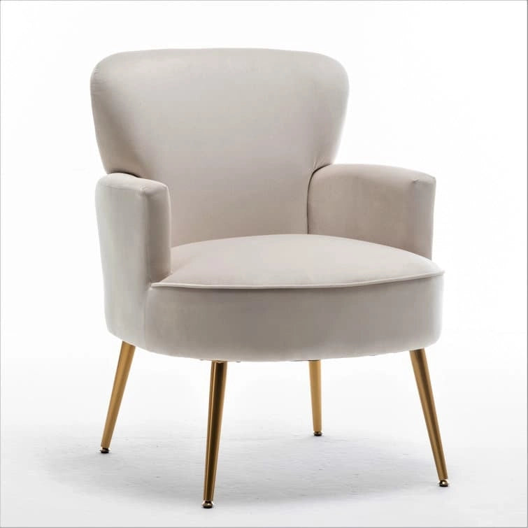 Fauteuil d'appoint tendance en velours US Pride Furniture avec pieds en métal doré