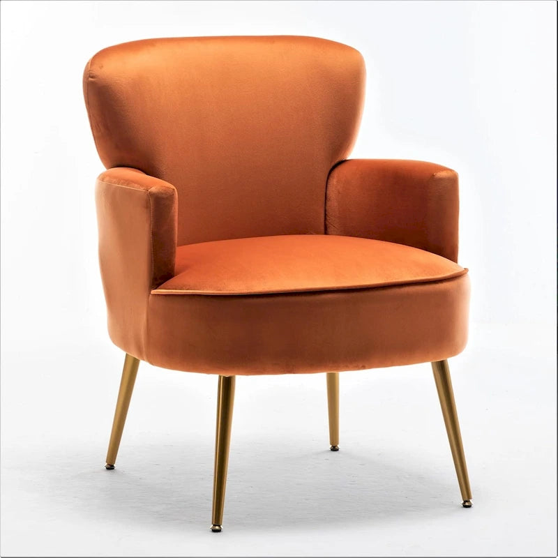 Fauteuil d'appoint tendance en velours US Pride Furniture avec pieds en métal doré
