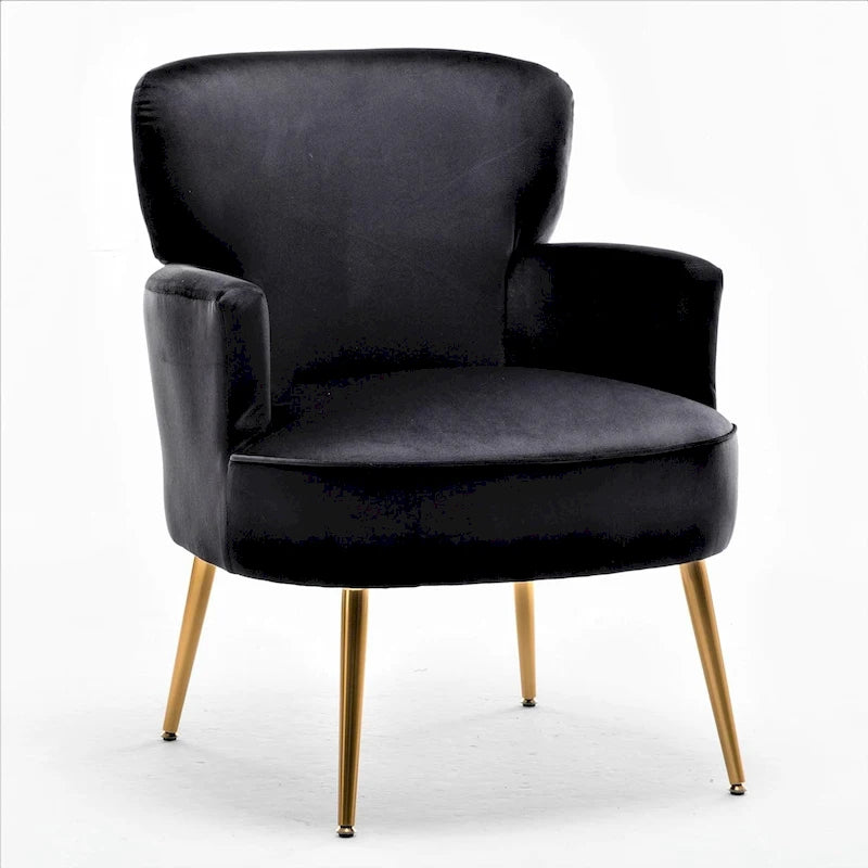 Fauteuil d'appoint tendance en velours US Pride Furniture avec pieds en métal doré