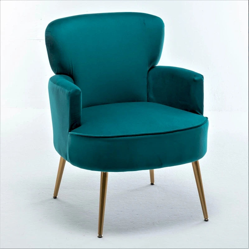 Fauteuil d'appoint tendance en velours US Pride Furniture avec pieds en métal doré