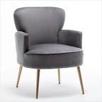 Fauteuil d'appoint tendance en velours US Pride Furniture avec pieds en métal doré