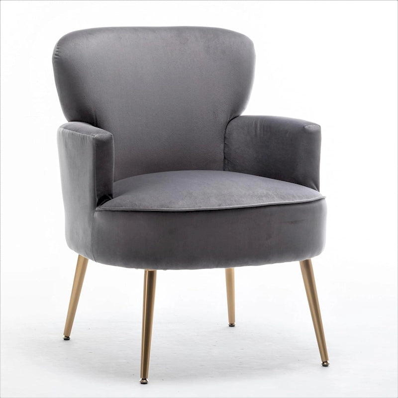 Fauteuil d'appoint tendance en velours US Pride Furniture avec pieds en métal doré
