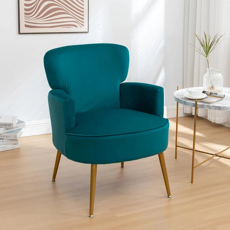 Fauteuil d'appoint tendance en velours US Pride Furniture avec pieds en métal doré