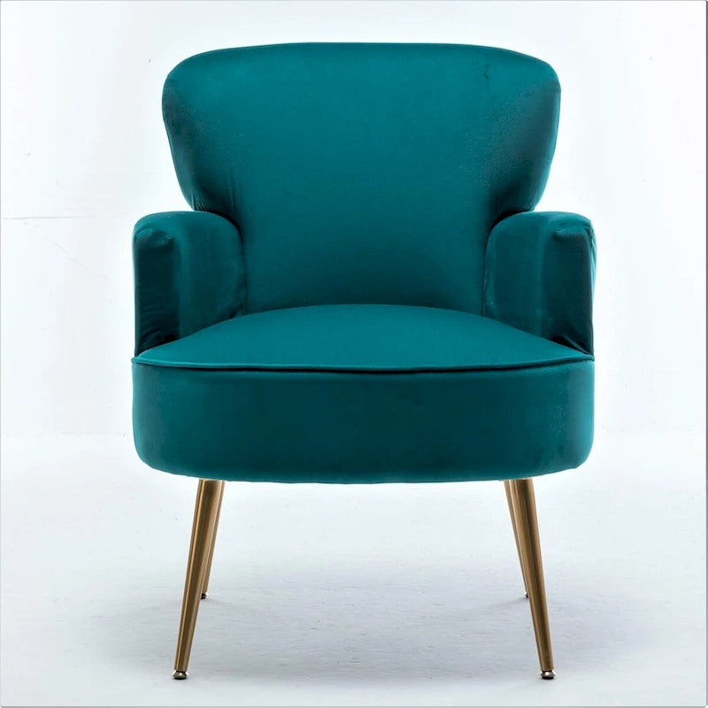 Fauteuil d'appoint tendance en velours US Pride Furniture avec pieds en métal doré