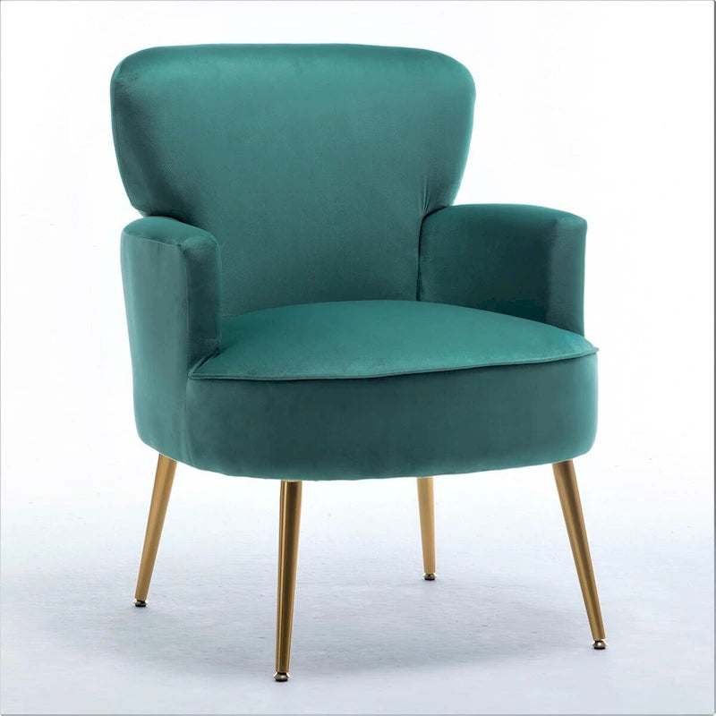 Fauteuil d'appoint tendance en velours US Pride Furniture avec pieds en métal doré