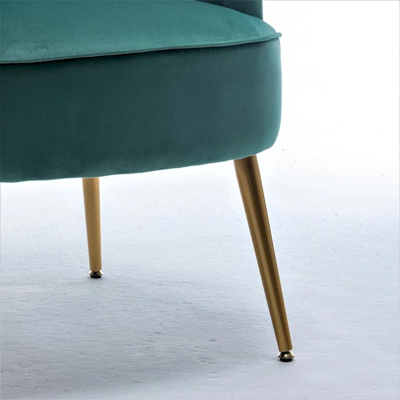 Fauteuil d'appoint tendance en velours US Pride Furniture avec pieds en métal doré