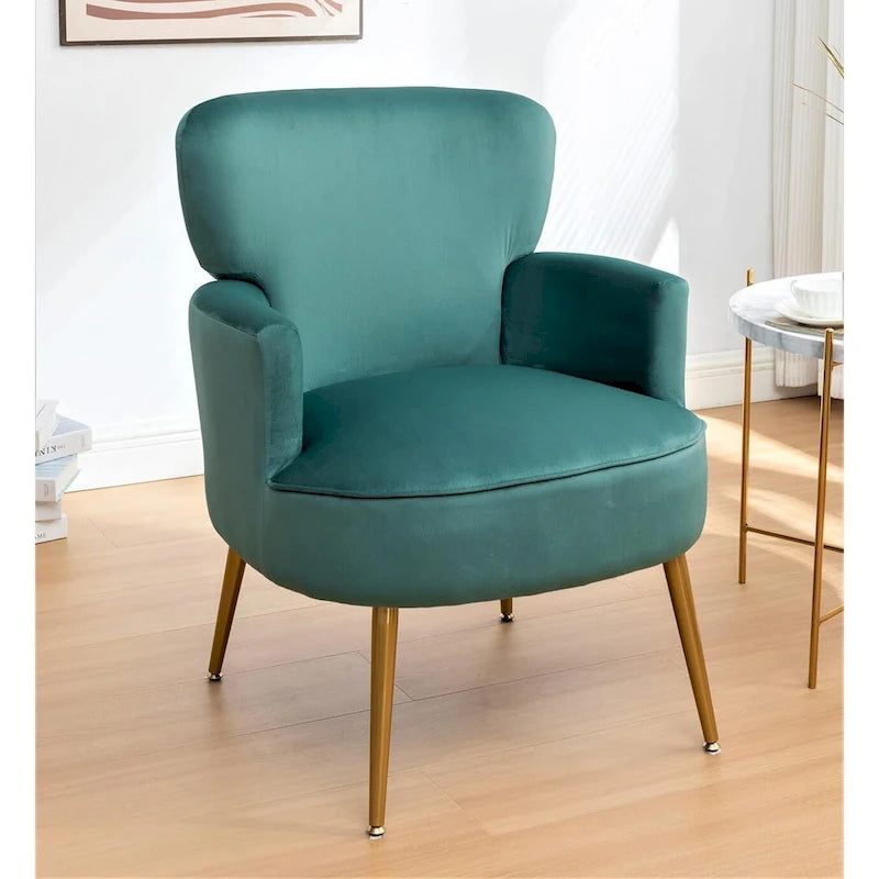 Fauteuil d'appoint tendance en velours US Pride Furniture avec pieds en métal doré