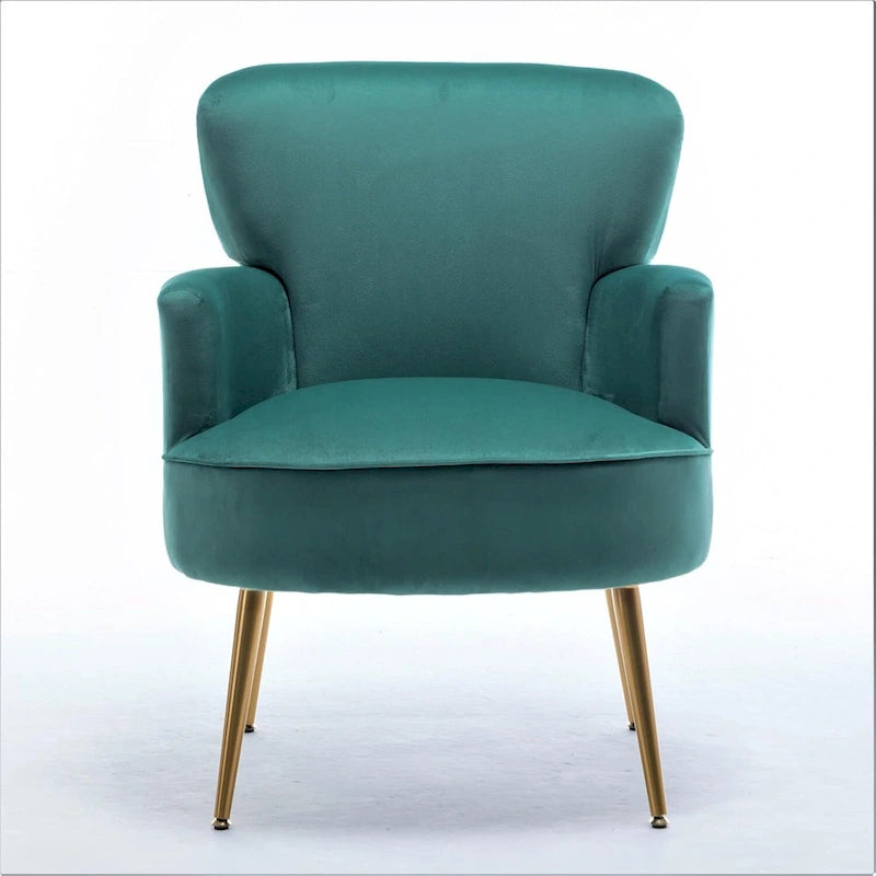 Fauteuil d'appoint tendance en velours US Pride Furniture avec pieds en métal doré
