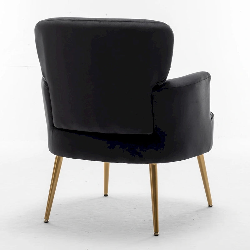 Fauteuil d'appoint tendance en velours US Pride Furniture avec pieds en métal doré