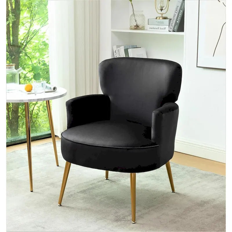 Fauteuil d'appoint tendance en velours US Pride Furniture avec pieds en métal doré