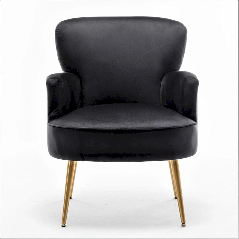 Fauteuil d'appoint tendance en velours US Pride Furniture avec pieds en métal doré