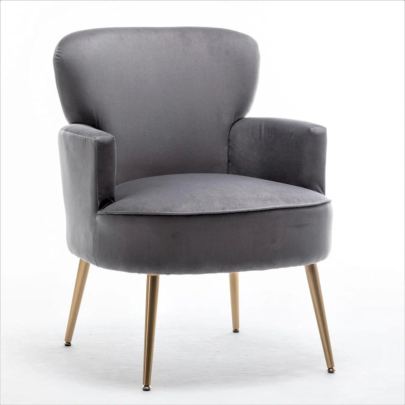 Fauteuil d'appoint tendance en velours US Pride Furniture avec pieds en métal doré