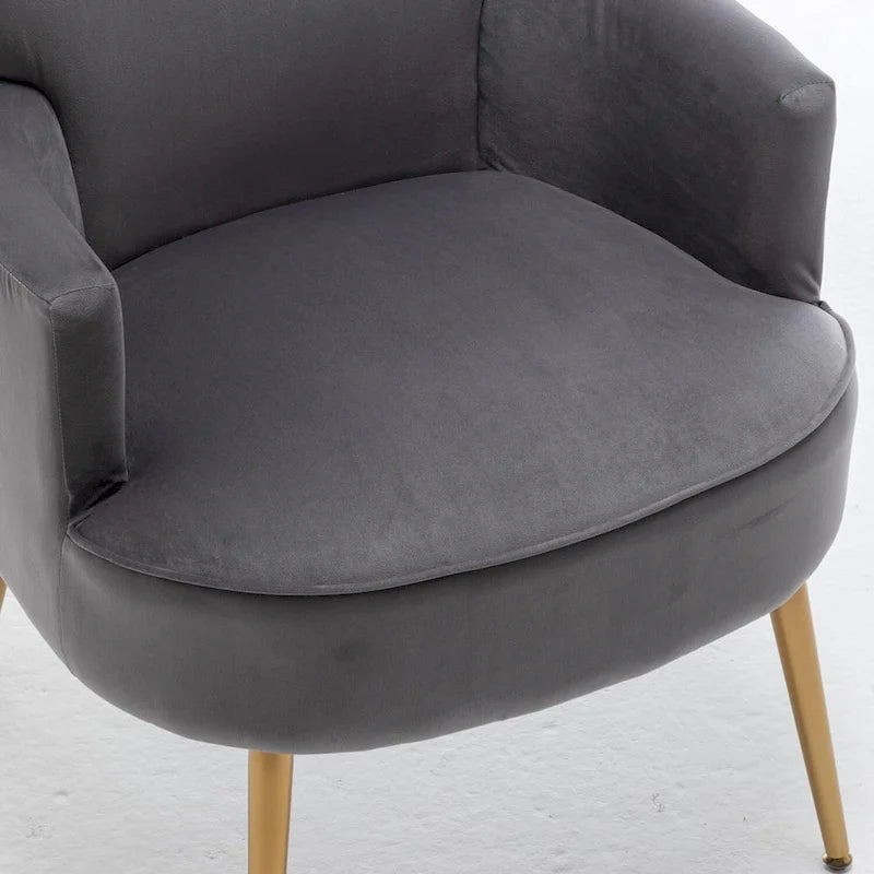 Fauteuil d'appoint tendance en velours US Pride Furniture avec pieds en métal doré