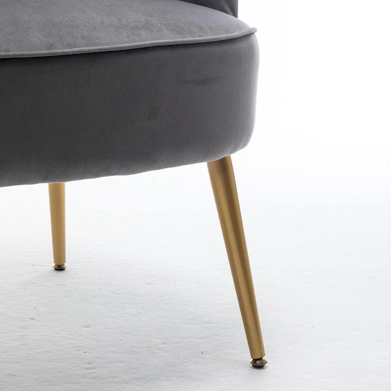 Fauteuil d'appoint tendance en velours US Pride Furniture avec pieds en métal doré