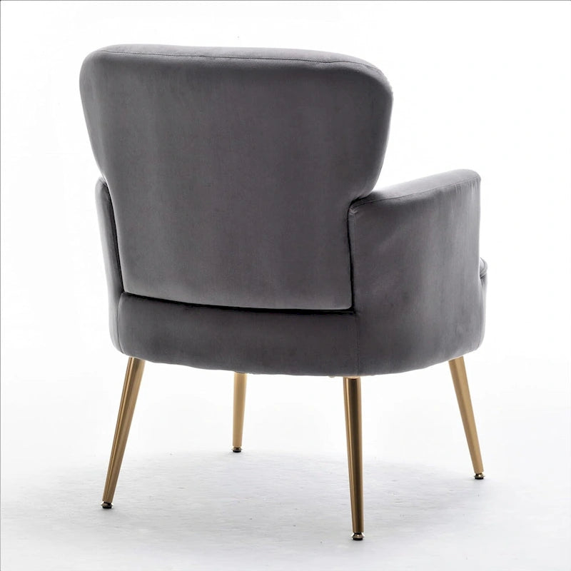 Fauteuil d'appoint tendance en velours US Pride Furniture avec pieds en métal doré