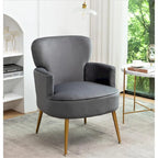 Fauteuil d'appoint tendance en velours US Pride Furniture avec pieds en métal doré