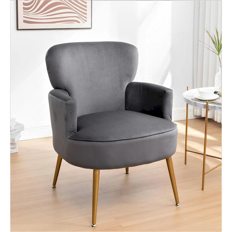 Fauteuil d'appoint tendance en velours US Pride Furniture avec pieds en métal doré