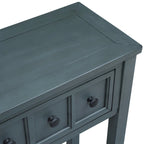 Console de d'entrée rustique, table de canapé de 152 cm de long avec deux tiroirs de tailles différentes et étagère inférieure pour le rangement