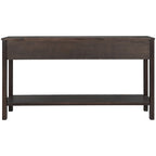Console de d'entrée rustique, table de canapé de 152 cm de long avec deux tiroirs de tailles différentes et étagère inférieure pour le rangement