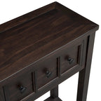 Console de d'entrée rustique, table de canapé de 152 cm de long avec deux tiroirs de tailles différentes et étagère inférieure pour le rangement