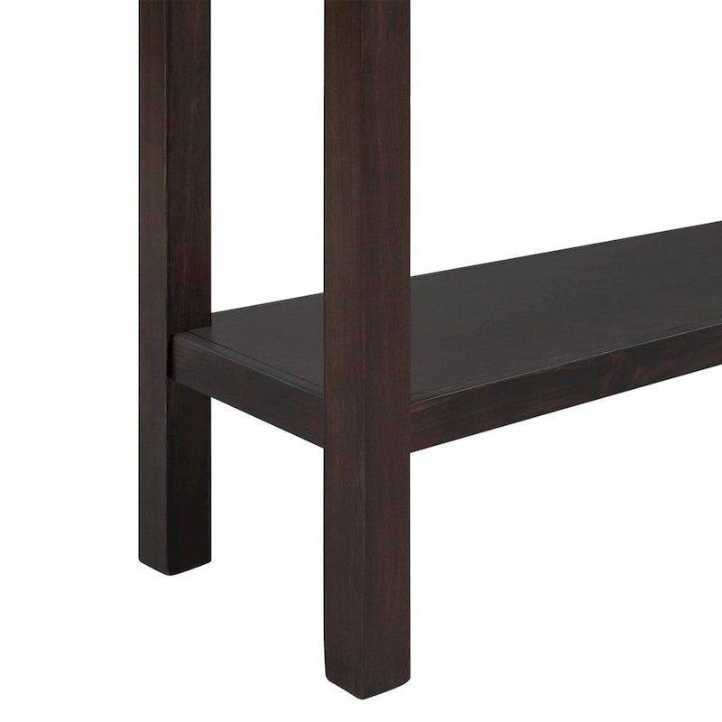 Console de d'entrée rustique, table de canapé de 152 cm de long avec deux tiroirs de tailles différentes et étagère inférieure pour le rangement