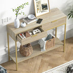 Anmytek Table console moderne, longue et étroite, avec 2 tiroirs