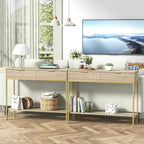 Anmytek Table console moderne, longue et étroite, avec 2 tiroirs