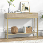 Anmytek Table console moderne, longue et étroite, avec 2 tiroirs
