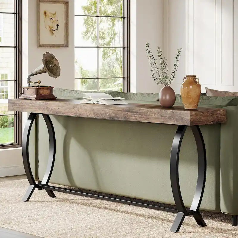 Table console de 70,87 pouces pour entrée, table de canapé étroite et longue derrière le canapé