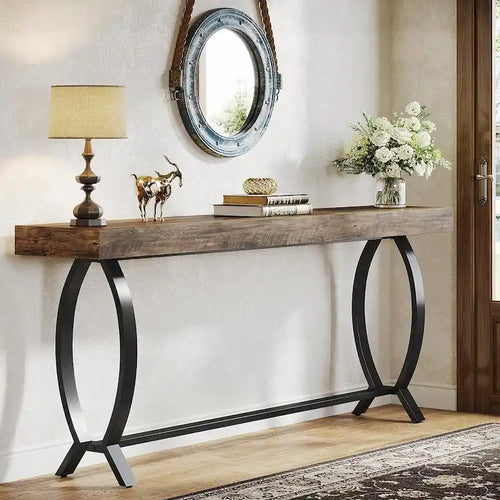 Table console de 70,87 pouces pour entrée, table de canapé étroite et longue derrière le canapé
